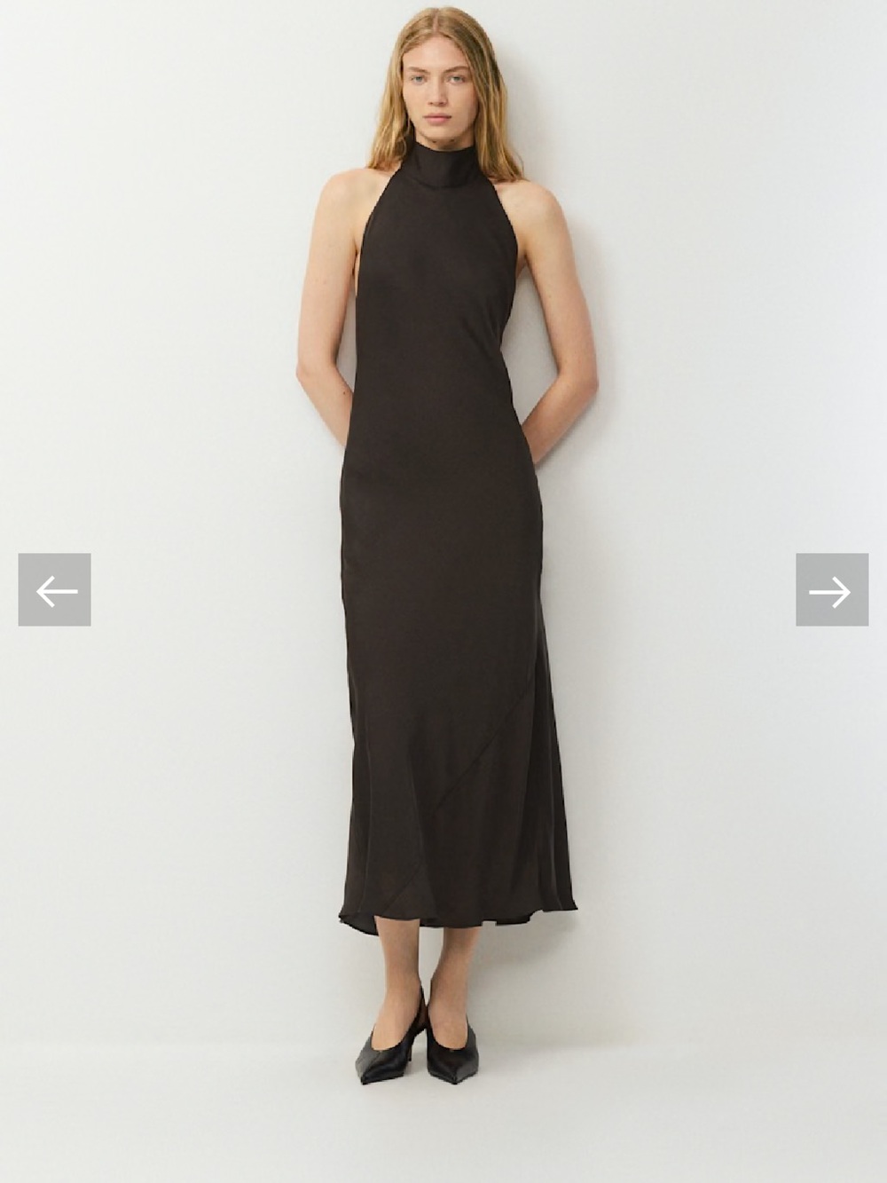 Aritzia satin maxi Dress Cacao Nib Brown